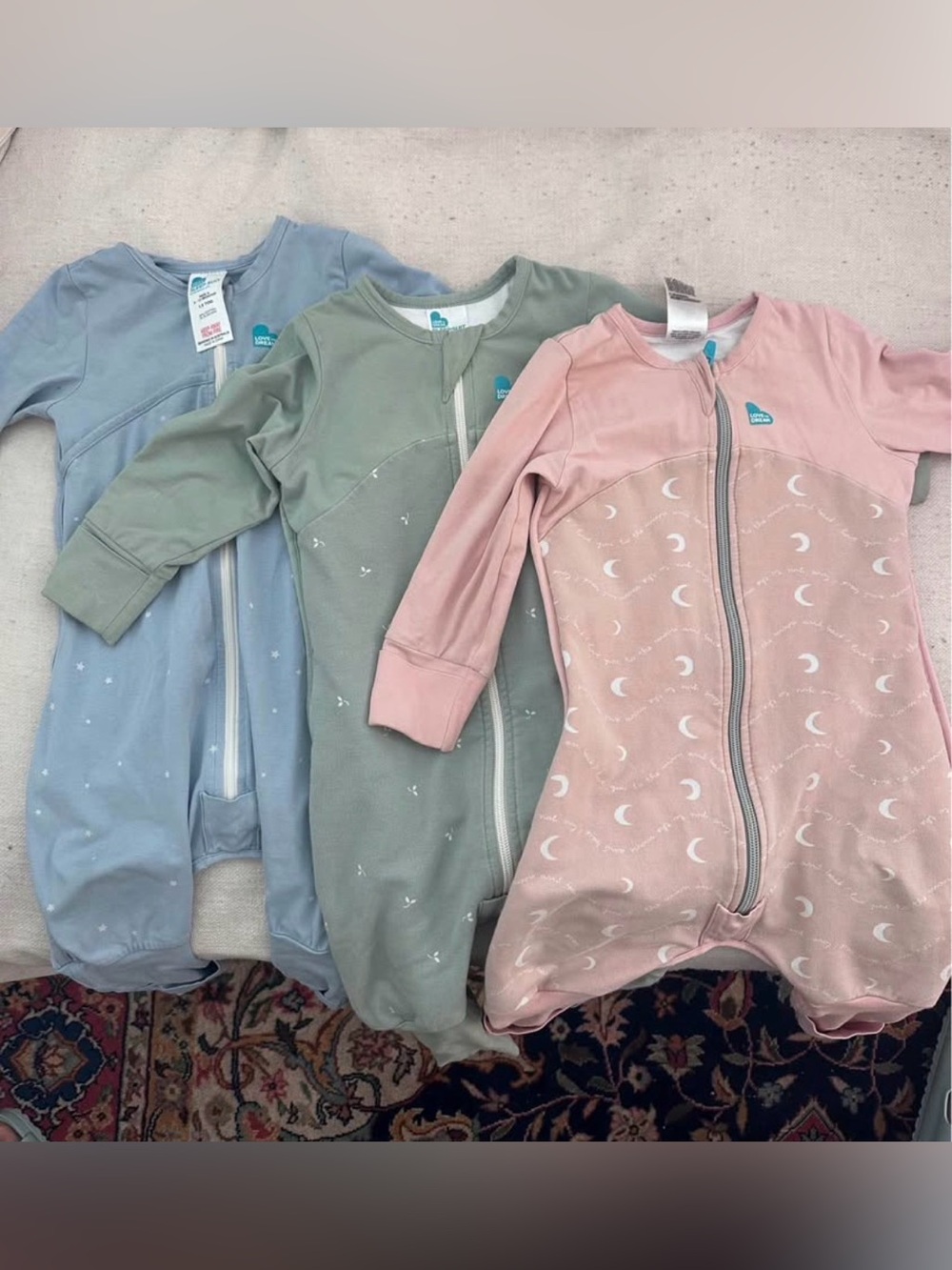 Set of 3 love to dream sleep suits 6-12 months